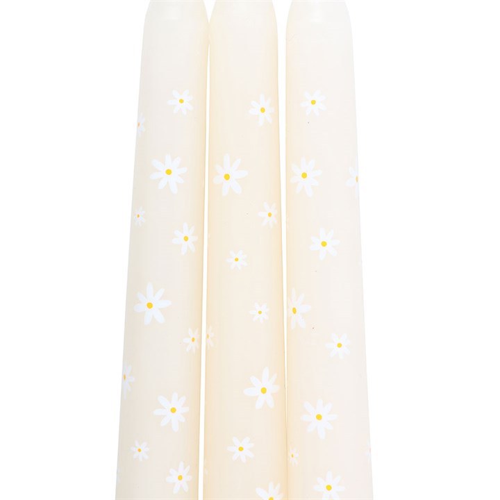 Set of 3 Carrot Patch Daisy Taper Candles unscented, perfect for adding a spring touch to your home decor.