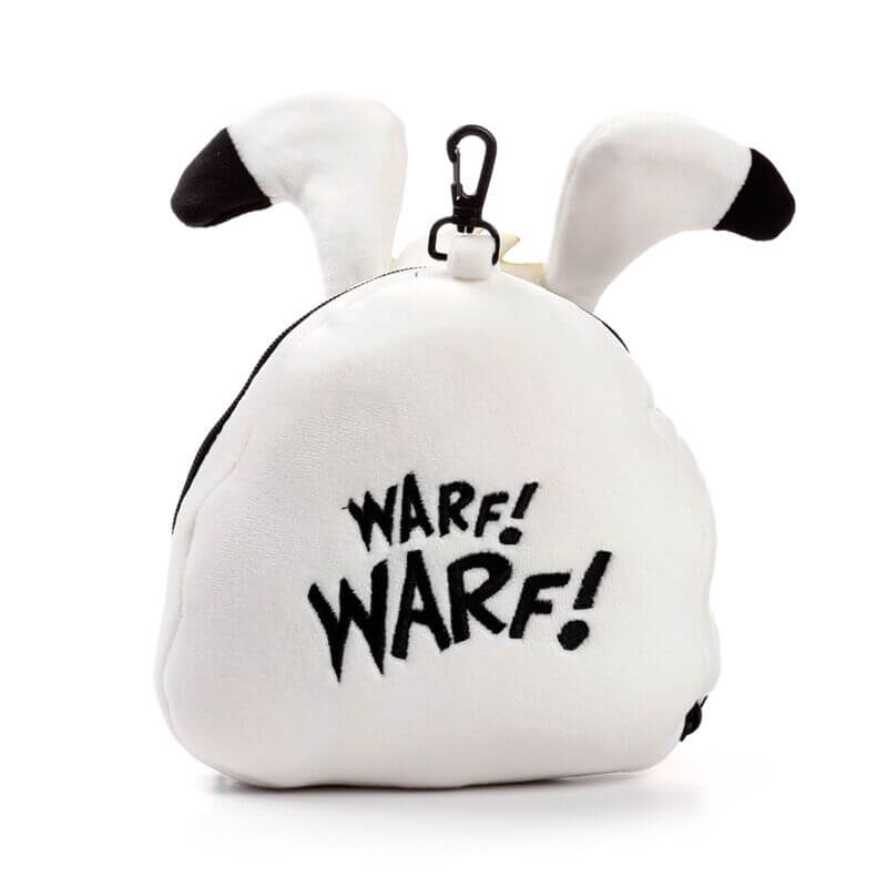 Relaxeazzz Travel Pillow & Eye Mask featuring Asterix Idefix the Dog (Dogmatix) design; white plush with ears.