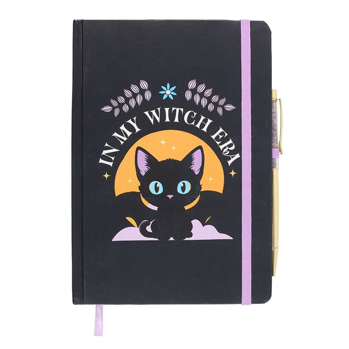 In My Witch Era A5 Notebook with Amethyst Pen features a black cat design, perfect for jotting down mystical thoughts.