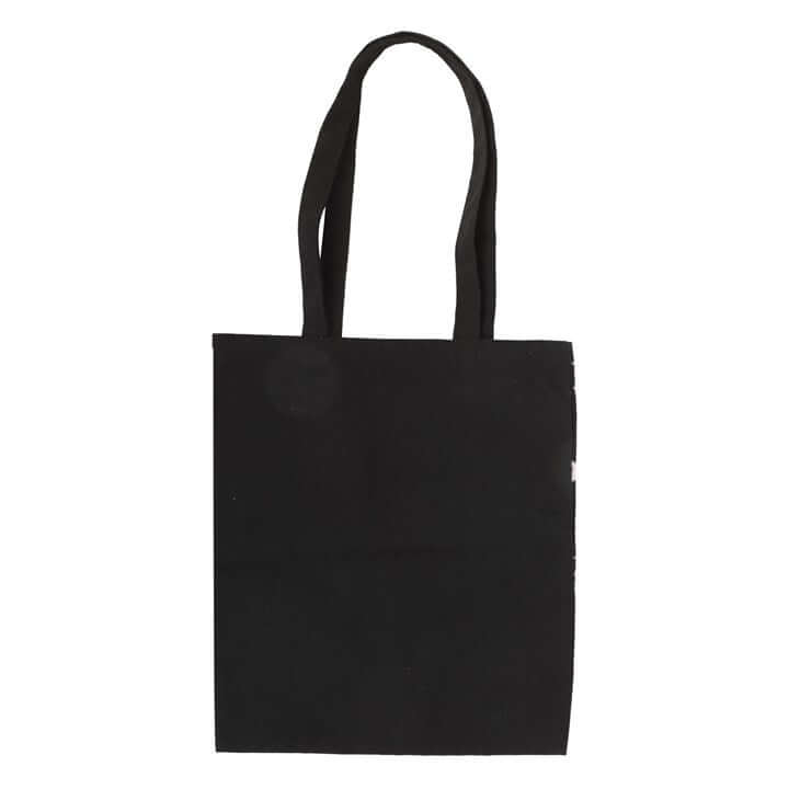 Plain black polycotton tote bag with two handles