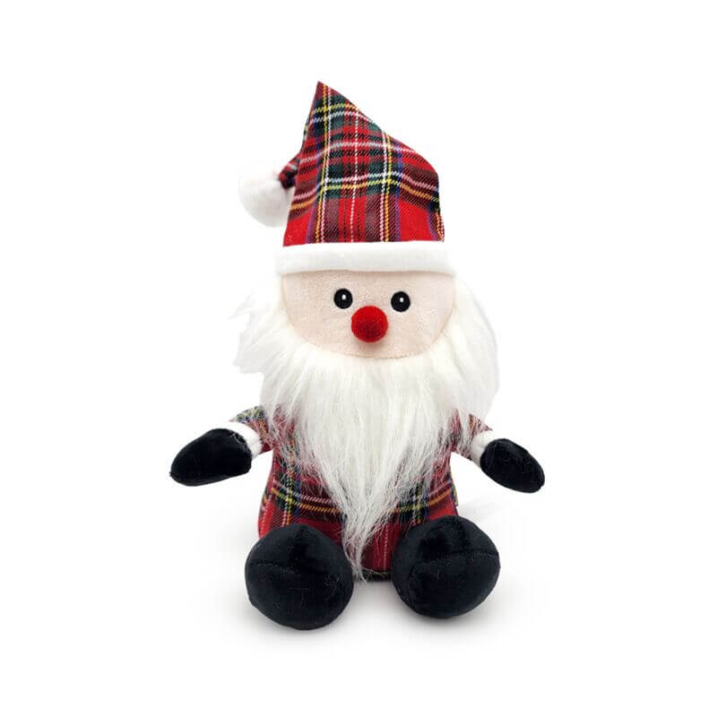 Door Stop - Scottish Tartan Gonk plush with red tartan outfit, white beard and black limbs