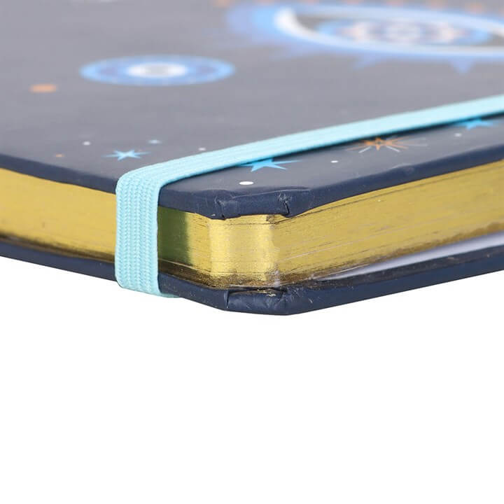 All Seeing Eye A5 Notebook with Crystal Chip Pen features a dark blue design, star accents, and a light blue marker.