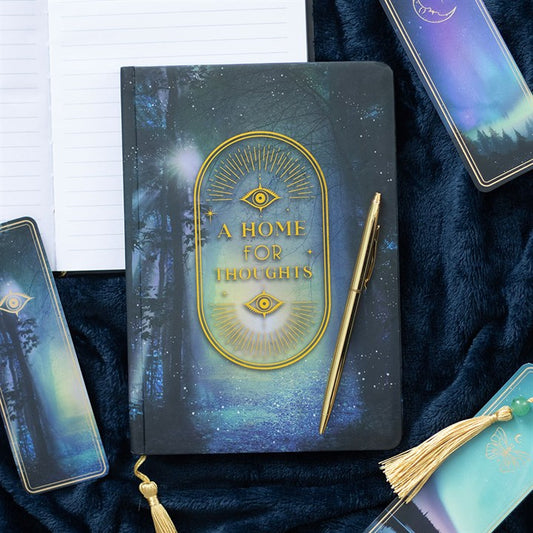 Home For Thoughts A5 Notebook featuring a mystical design, perfect for capturing your ideas and inspirations.