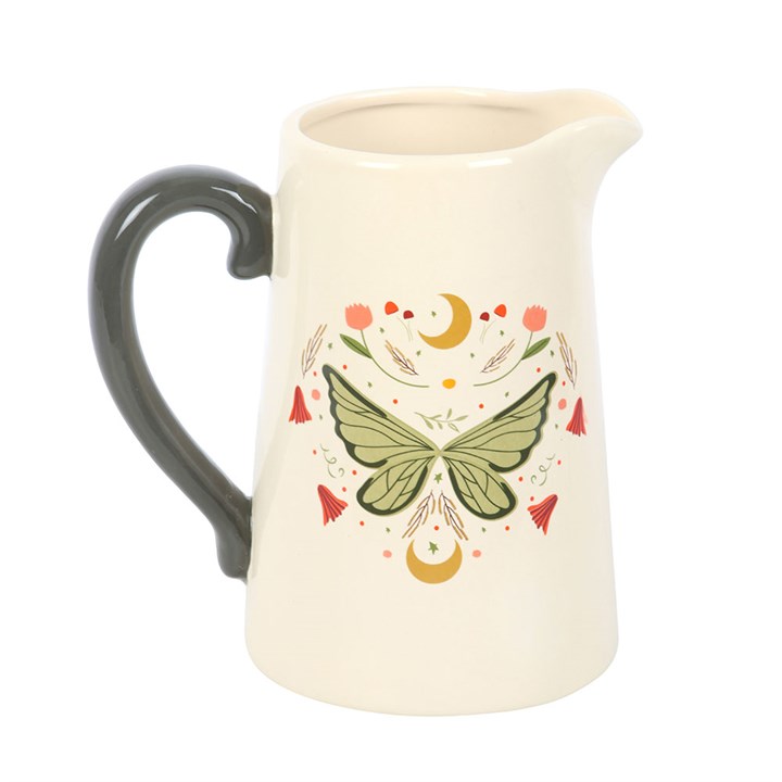 Whimsical Fairy Wing Ceramic Flower Jug perfect for brightening up your home with fresh blooms and charm.