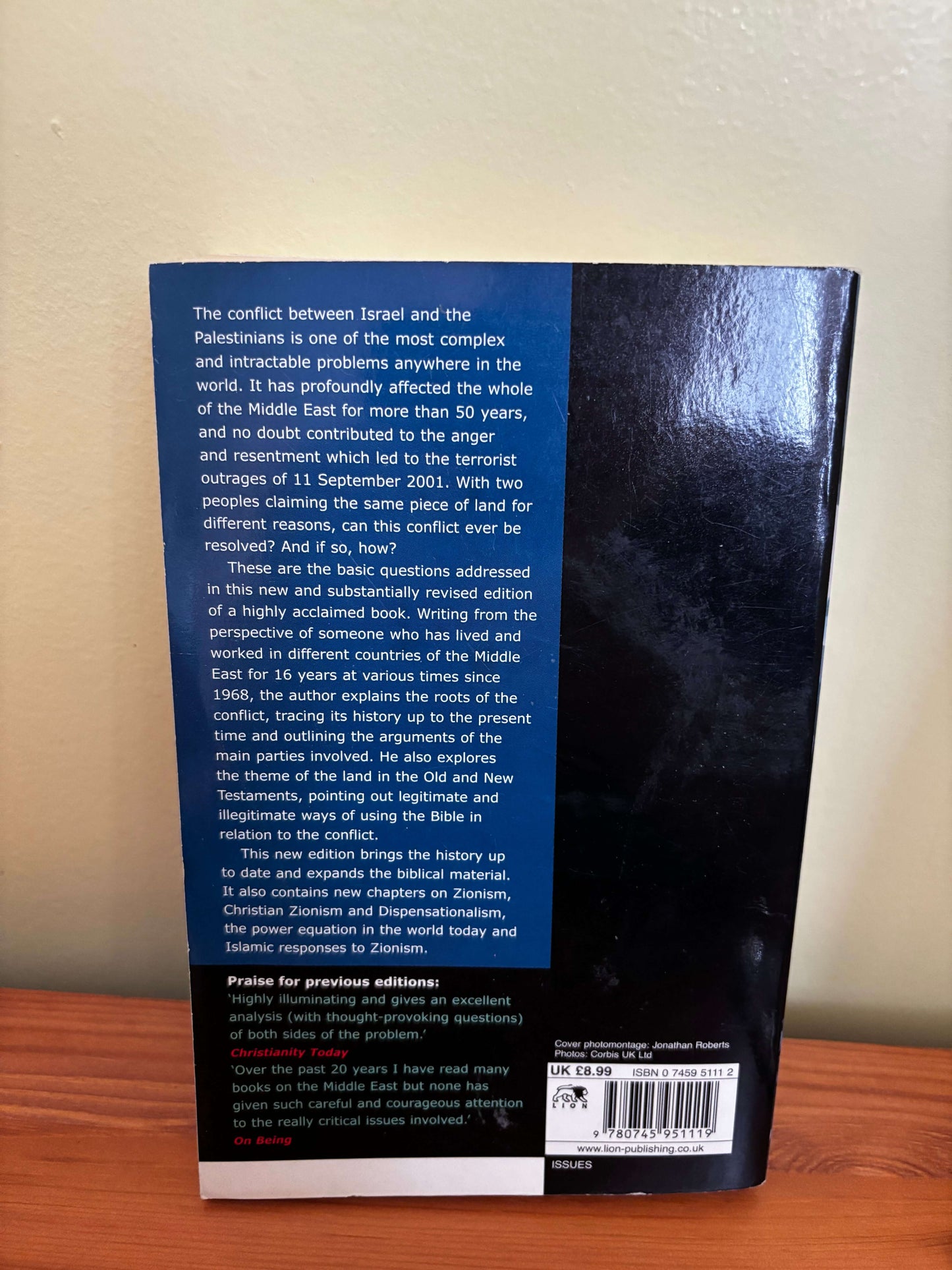 Back cover of Whose Promised Land?: The Continuing Crisis Over Israel and Palestine, Chapman Book.