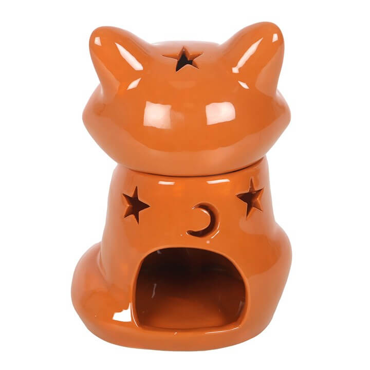 Fox Home Fox Oil Burner and Wax Warmer – Whimsical Woodland Design in ceramic fox shape with stars and moon cutouts.