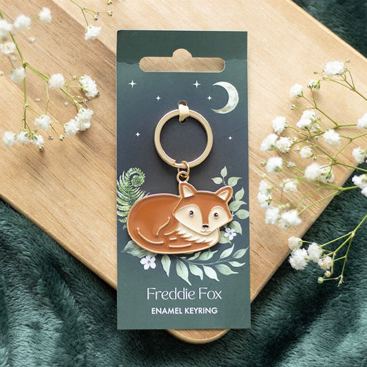 Freddie Fox Keyring displayed on a floral card, perfect for animal lovers and ideal as a charming accessory.