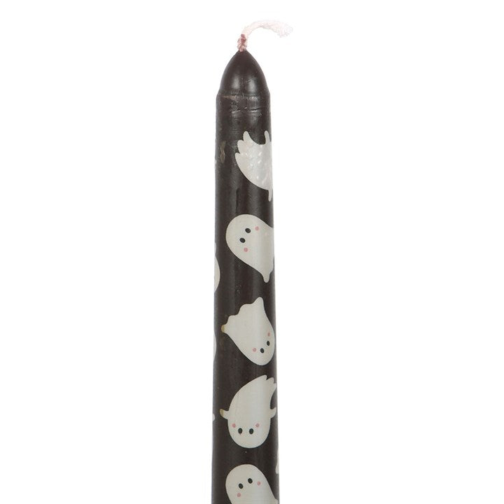 Sweet Ghost Candle Holder with Taper Candle - Unscented, perfect for Halloween décor and charming seasonal gifts.