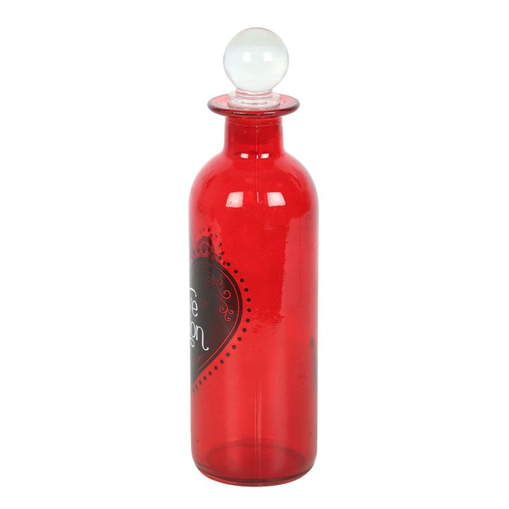 Red Decorative Glass Love Potion Bottle with a classic design, perfect for romantic decor or gifts.