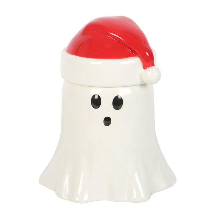 Ghost with Santa Hat Oil Burner and Wax Warmer adds spooky charm to festive decor, perfect for playful Christmas vibes.