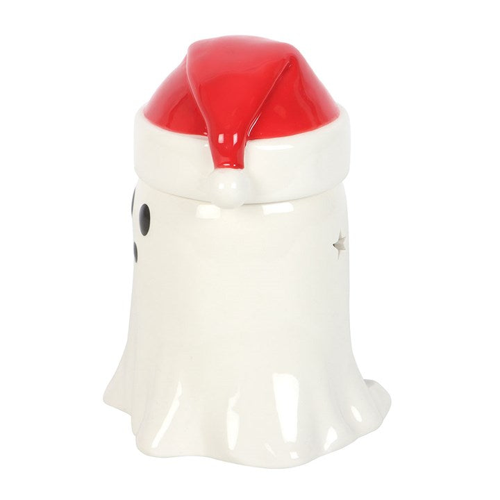 Ghost with Santa Hat Oil Burner and Wax Warmer adds spooky charm to festive decor, perfect for playful Christmas vibes.