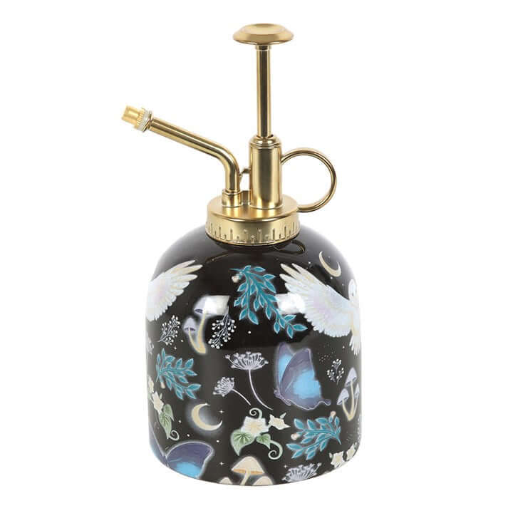 Enhance your indoor garden with the Night Flight Owl Print Ceramic Plant Mister, featuring charming owl and moon designs.