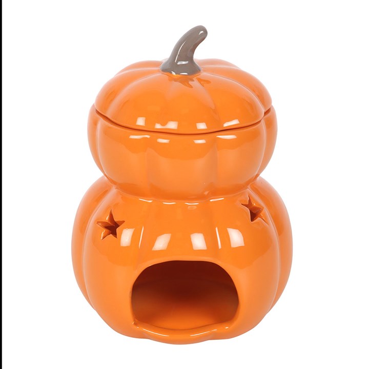 Charming Stacked Pumpkin Oil Burner and Wax Warmer, perfect for Halloween décor and seasonal fragrances in your home.