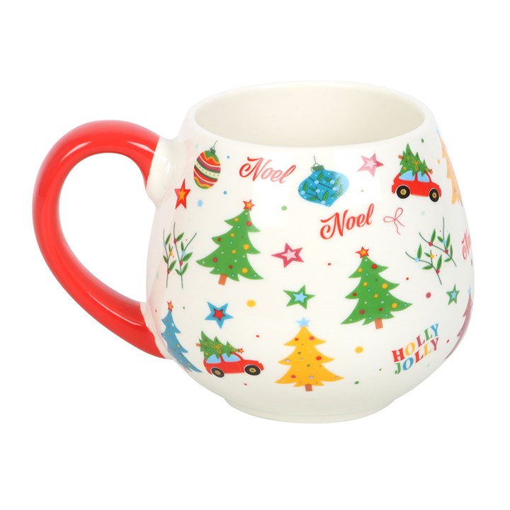 Nostalgic Christmas Print Mug and Socks Set features a festive ceramic mug adorned with cheerful holiday designs.