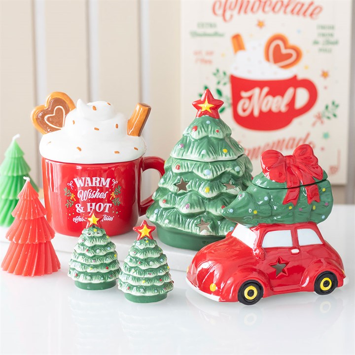 Hot Chocolate Mug Shaped Oil Burner - cosy ceramic mug with hot chocolate and Warm Wishes & Hot Chocolate Kisses