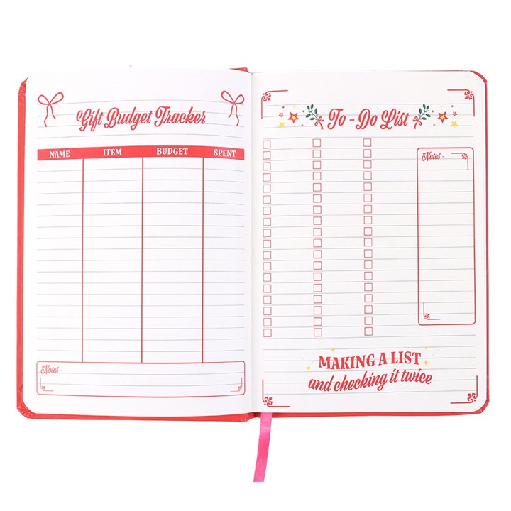 Merry Little Christmas Planner features sections for to-do lists and gift budgets, perfect for festive organisation.
