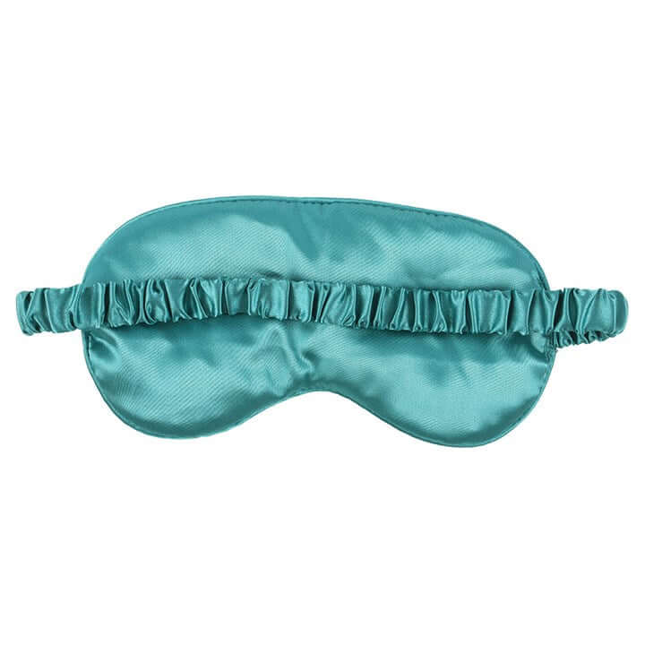 Holly Jolly Satin Sleep Mask in teal, perfect for blocking light and ensuring a restful Christmas night's sleep.
