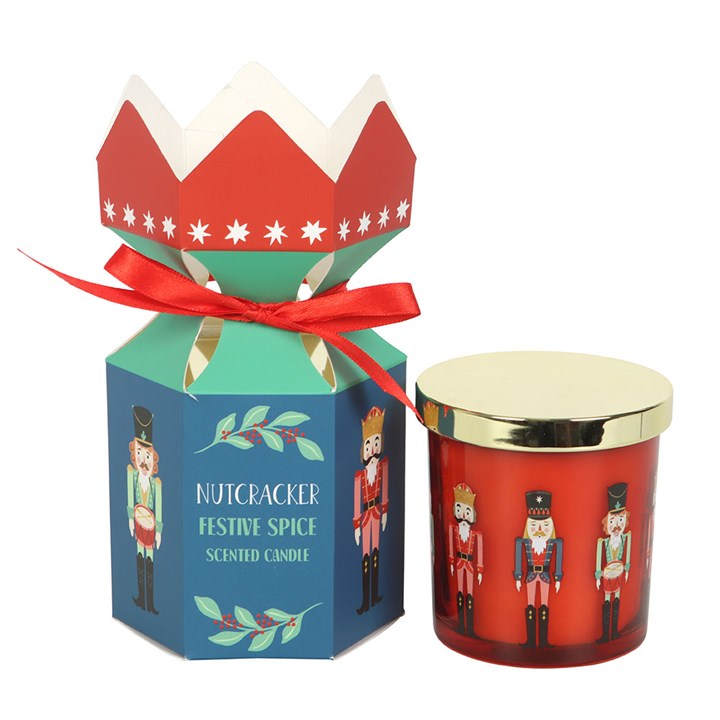Nutcracker Festive Spice Candle in a festive box, perfect for seasonal gifting and adding warmth to your home.
