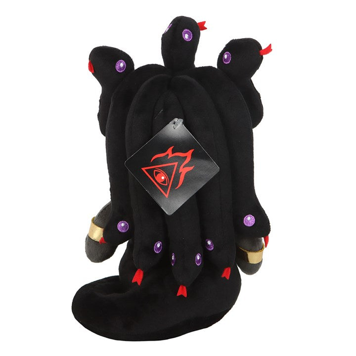 Medusa Plush Toy: black tentacled plush with purple eyes and red accents, a spooky Gothic companion.