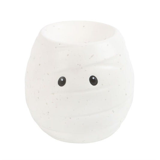 Mummy shaped oil burner and wax warmer, ceramic, 11cm tall, dual‑purpose, single tealight.