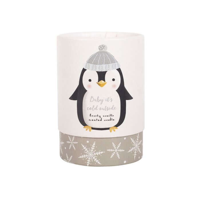 Frosty Vanilla Penguin Candle features a charming penguin design, perfect for winter gifting and home decor.