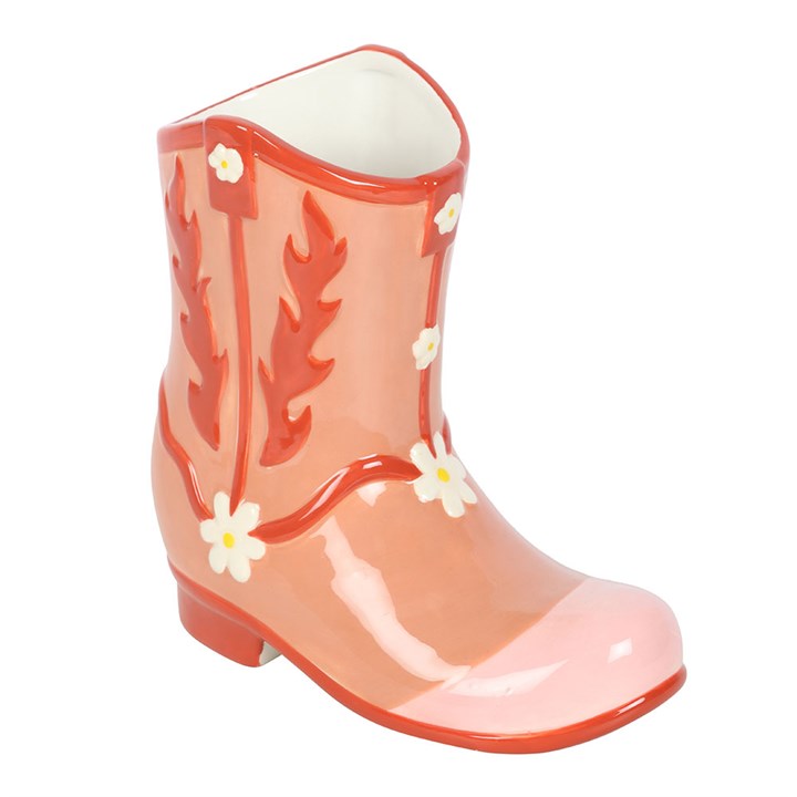 Add a touch of fun to your decor with the Pink Cowboy Boot Flower Vase, perfect for any cowgirl at heart.