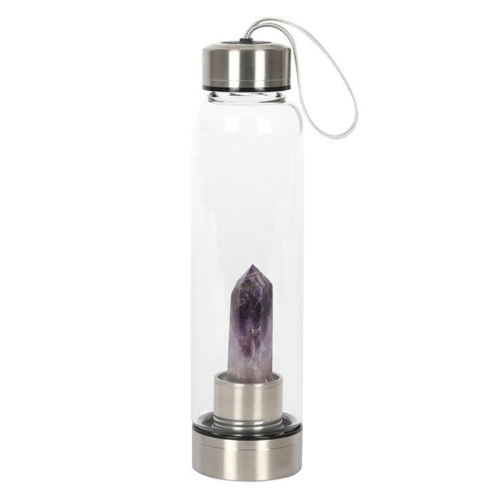 Amethyst Calming Glass Water Bottle - Crystal Wellness