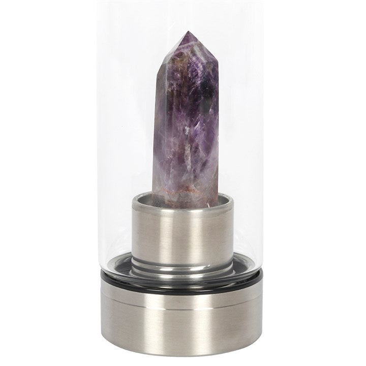 Amethyst Calming Glass Water Bottle - Crystal Wellness