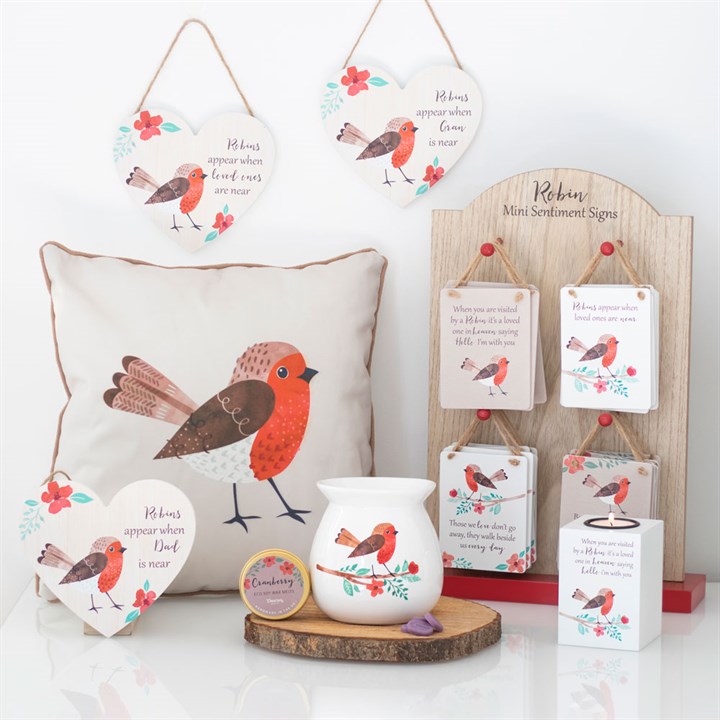 Loved Ones Winter Robin Hanging Heart Sign - Comfort