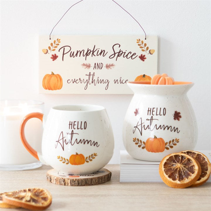 20cm Pumpkin Spice Hanging Sign featuring Pumpkin Spice and Everything Nice for autumn kitchen decor.
