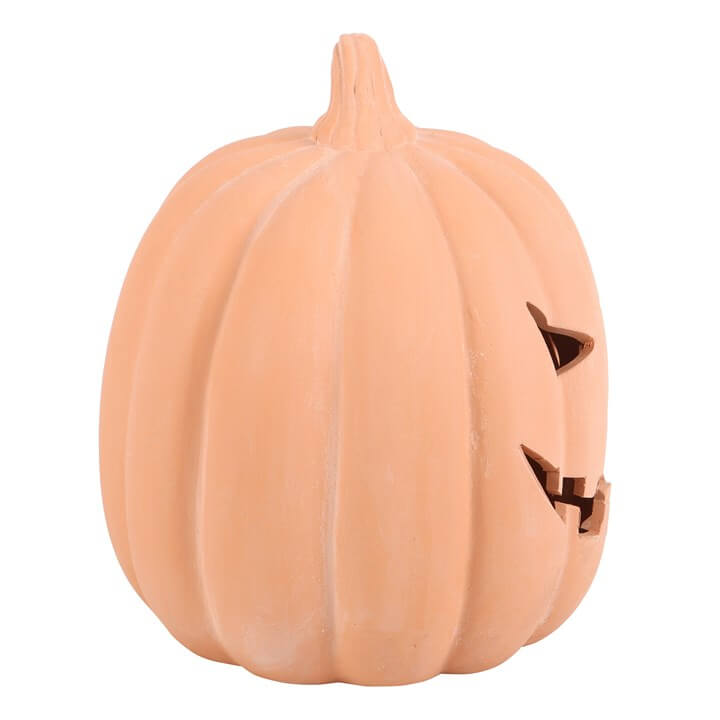 22cm Terracotta Pumpkin Ornament for stress-free Halloween styling on doorsteps.