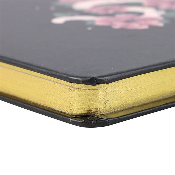 Elegant Floral Snake A5 Notebook with a soft pink flower design and gold edges, perfect for notes and thoughts.