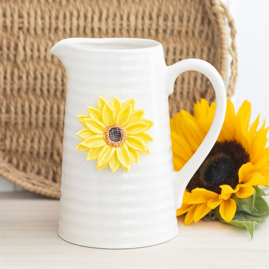 Brighten your home with the Hello Sunshine Ceramic Flower Jug with 3D Sunflower, perfect for summer floral displays.