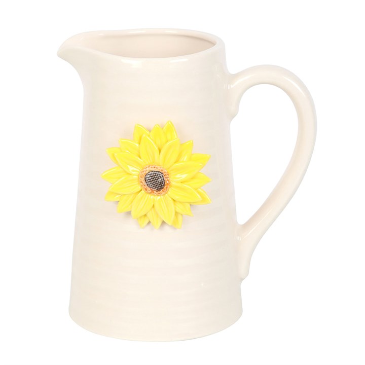 Brighten your home with the Hello Sunshine Ceramic Flower Jug with 3D Sunflower, perfect for summer flower displays.