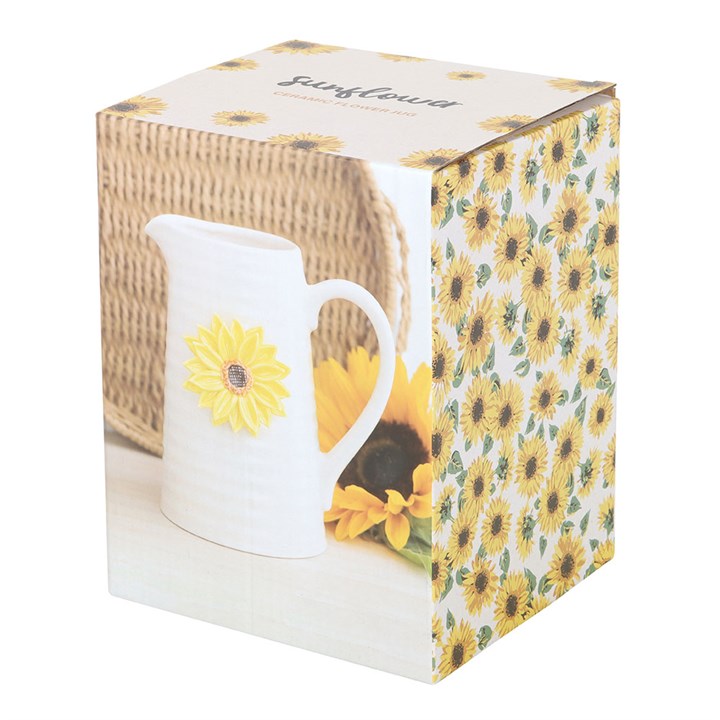 Hello Sunshine Ceramic Flower Jug with 3D Sunflower, perfect for summer displays and brightening up your home.