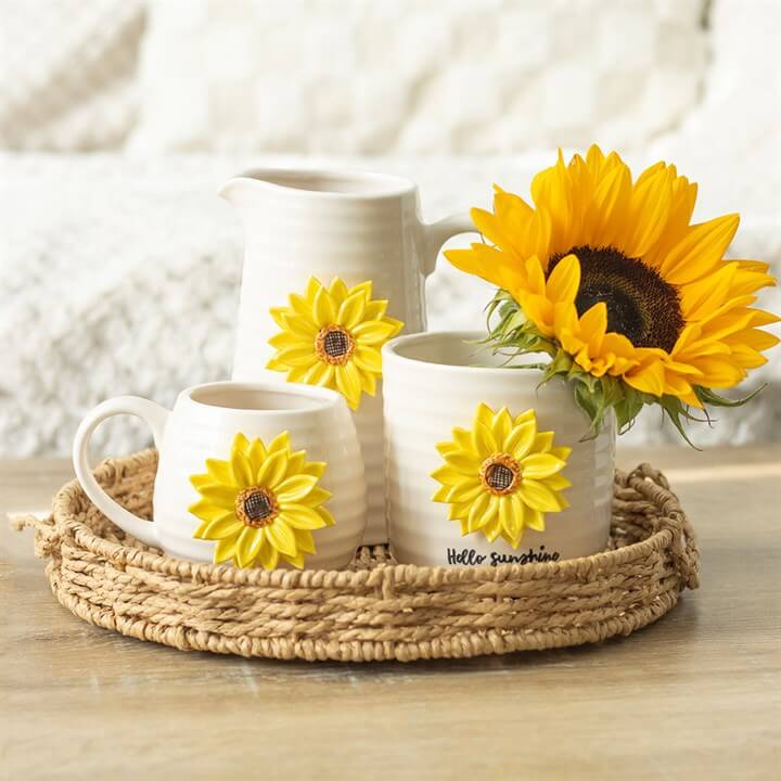 Brighten your home with the Hello Sunshine Ceramic Flower Jug with 3D Sunflower, perfect for summer displays.