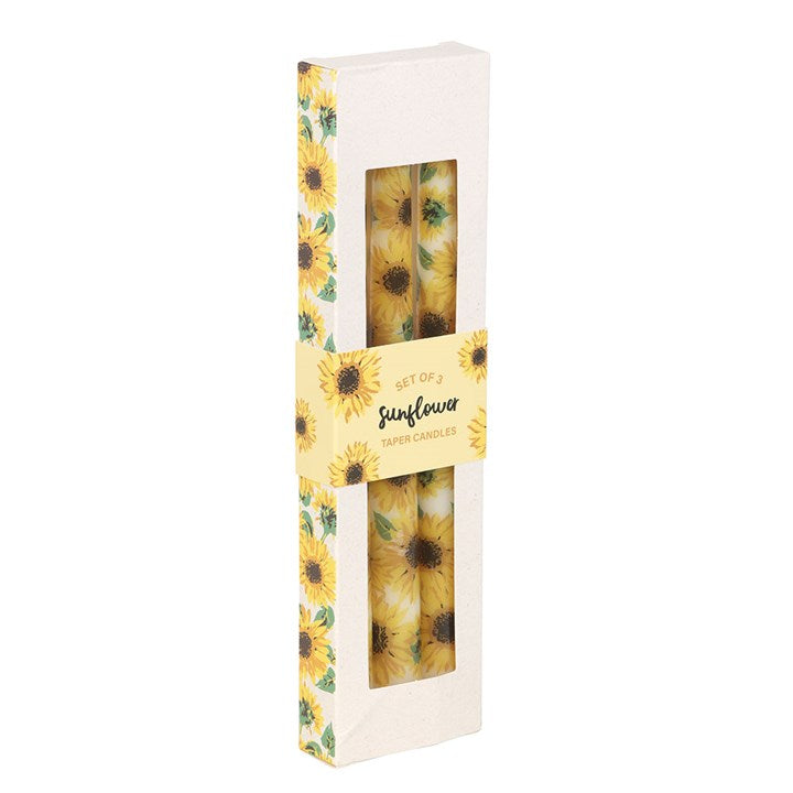 Brighten your space with the Set of 3 Sunflower Taper Candles, perfect for summer table settings and home décor.