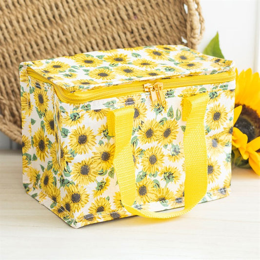 Brighten lunch breaks with the Sunflower Print Lunch Bag, featuring a cheerful floral design and sturdy handles.