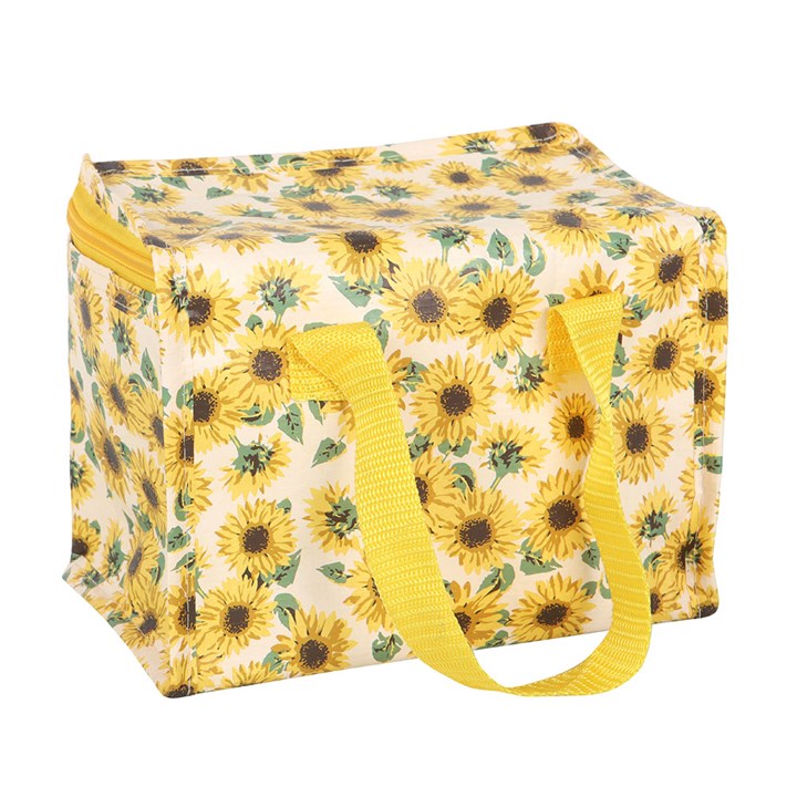 Brighten your day with the Sunflower Print Lunch Bag, perfect for school, work, or picnics, made from recycled materials.