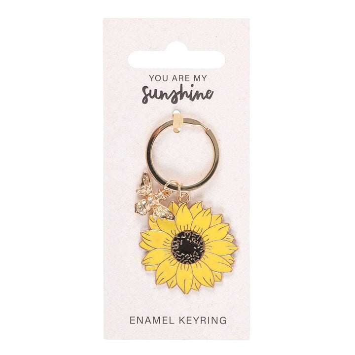 Cheerful You Are My Sunshine Sunflower Keyring on a lovely backing card, perfect for brightening someone's day.
