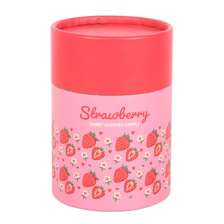 Sweeten your space with this Strawberry Scented Candle, beautifully packaged in a floral cylinder design.