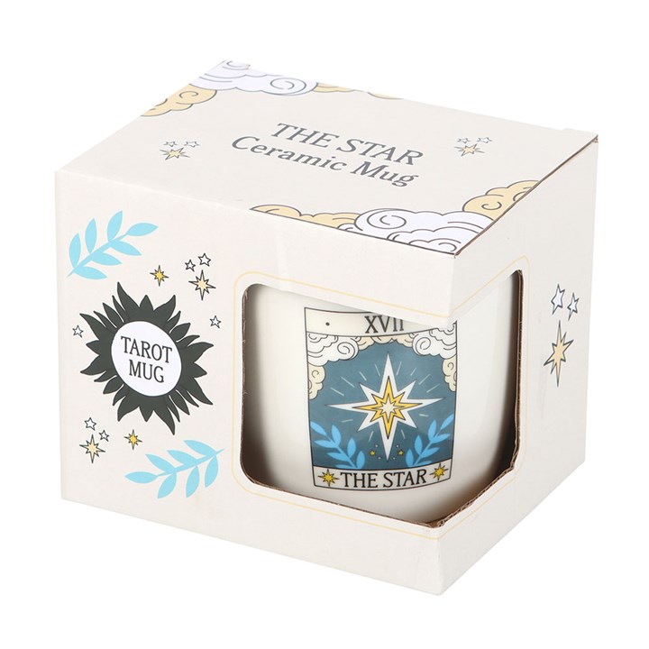The Star Vintage Tarot Mug elegantly designed with a traditional tarot card motif, perfect for your morning brew.