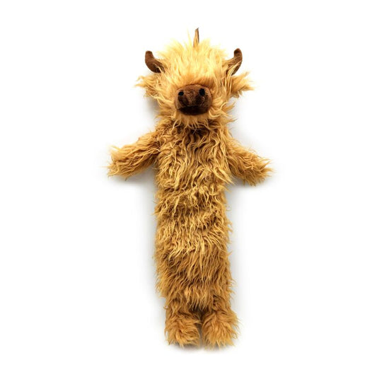 Long Highland Coo plush cover for hot water bottle with shaggy brown fur