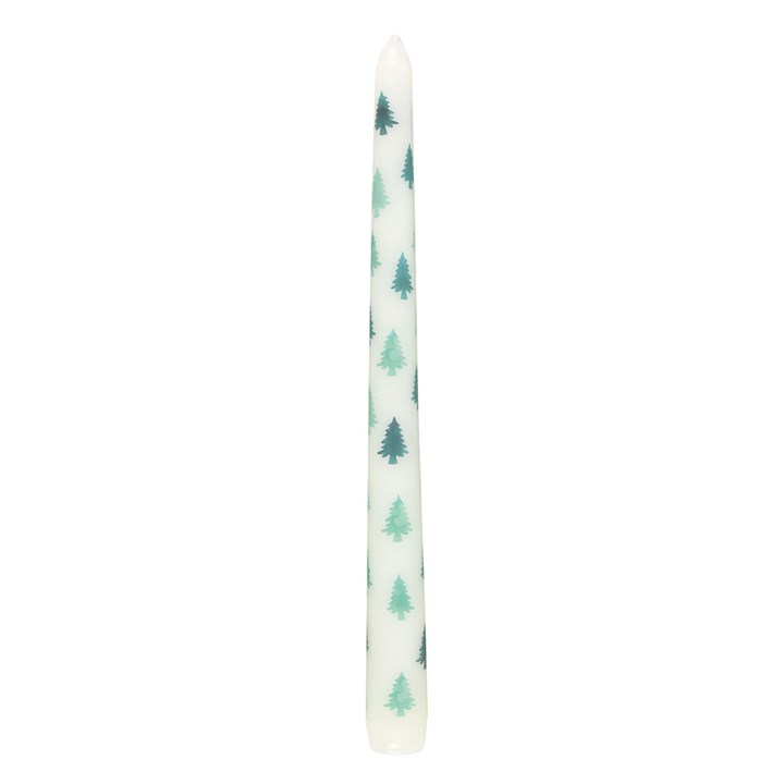 Green Fir Tree Candle Holder with Taper Candle - Unscented, perfect festive centrepiece for warm seasonal glow.