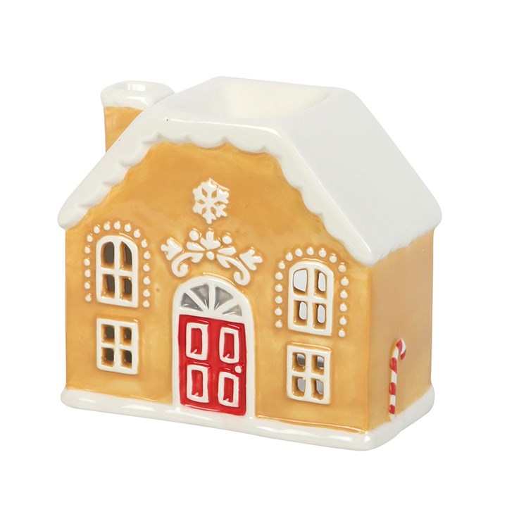 Candy Cane Gingerbread House Oil Burner and Wax Warmer adds a festive glow and scent to your cosy home this season.