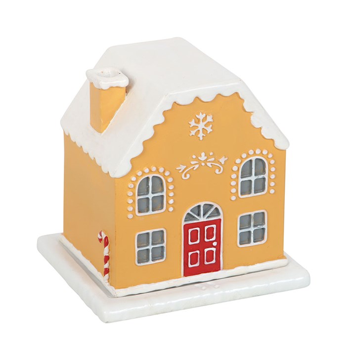 Candy Cane Gingerbread House Incense Cone Holder adds festive charm, releasing fragrant smoke from its chimney.