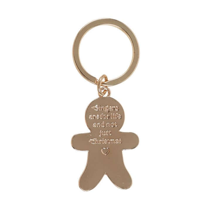 Gingerbread Man Keyring with engraved festive message and heart charm