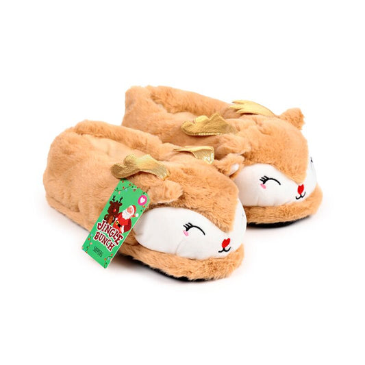 Jingle Bunch Christmas Reindeer Slippers - Cosy Warmth