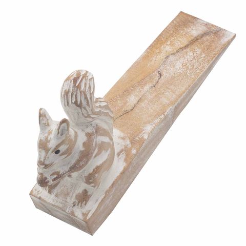 Hand carved Doorstop - Squirrel adds charm and functionality with sustainable Jemipinis wood for your home decor.