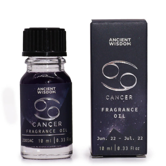 Zodiac Fragrance Oil 10ml - CANCER by Ancient Wisdom, capturing Cancer's essence with shimmering bio glitter.
